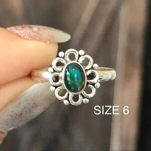 SIZE 6 Authentic Ethiopian Opal Solid 925 Sterling Silver Ring